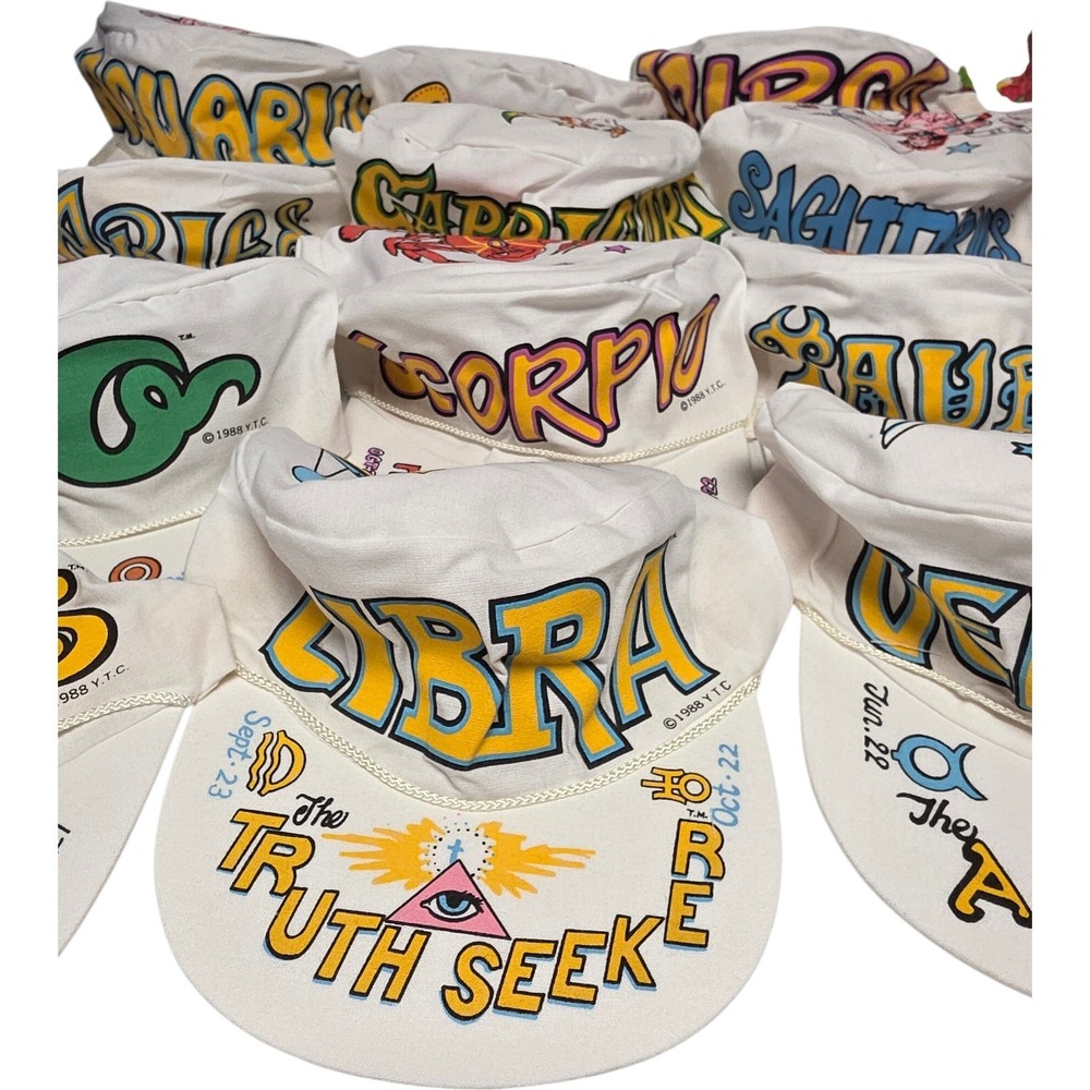 LOT OF 12 Zodiac Sign Painters Graffiti Hat Cap NOS Astrology Inspector 1990s - Picture 2 of 7